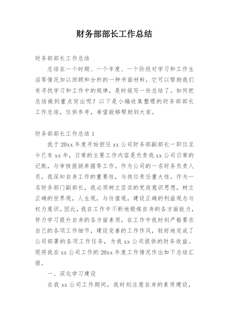 财务部部长工作总结.docx