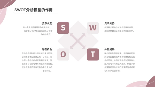 粉色莫兰迪SWOT分析PPT
