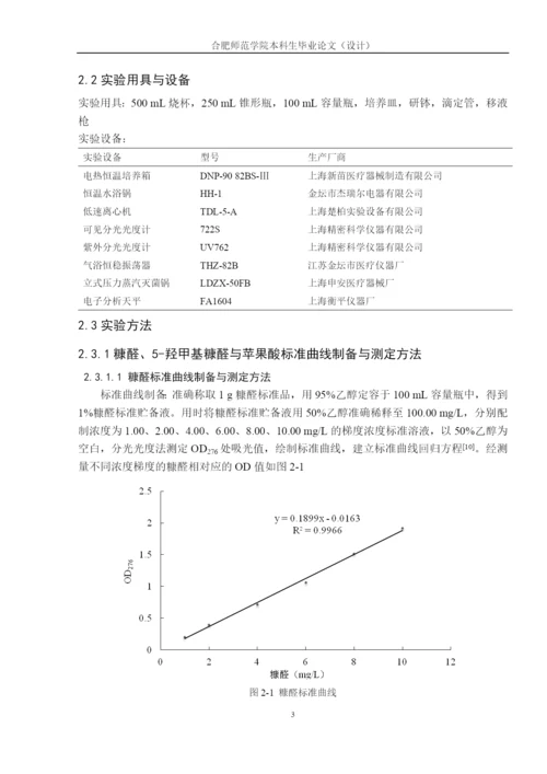 糠醛与5-羟甲基糠醛对苹果酸发酵抑制的耐受性探究毕业论文.docx