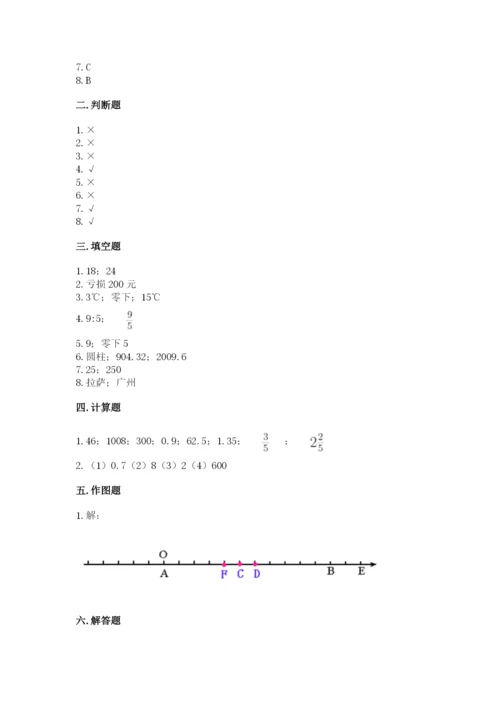 人教版六年级下册数学期末测试卷带答案（基础题）.docx