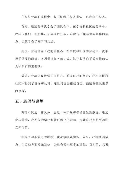 劳动小能手事迹材料