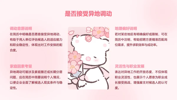 白白熊粉色卡通风求职简历