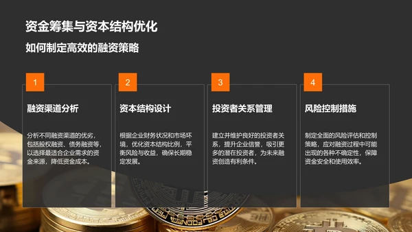 橙色商务风财务金融总结汇报PPT模板