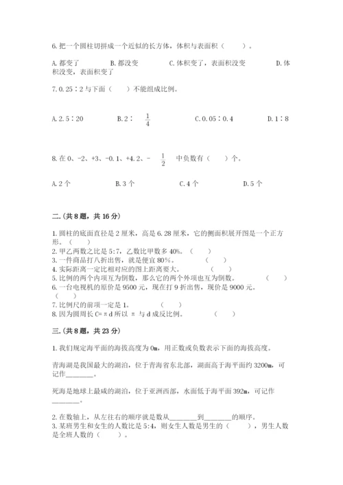 北京版数学小升初模拟试卷带答案（培优a卷）.docx