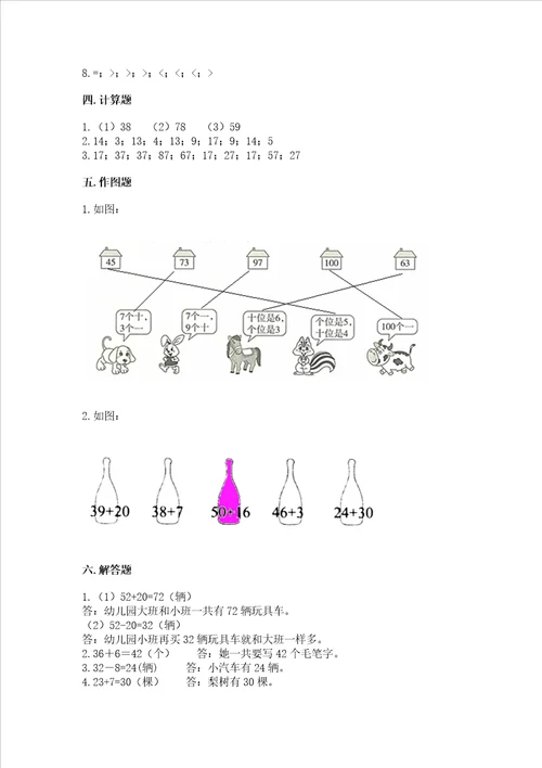 小学一年级下册数学期末复习题可打印