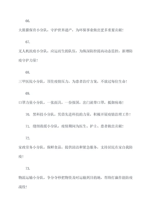 抗疫小队伍名称和口号简短
