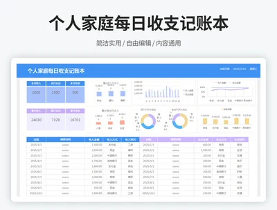 个人家庭每日收支记账本