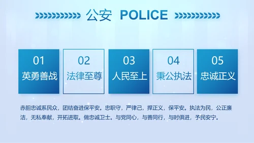 蓝色大气公安警察工作汇报PPT动态模板