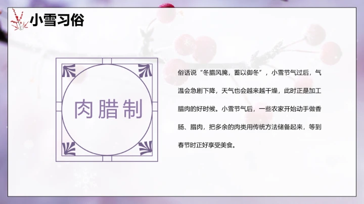 唯美简约小雪节气雪景二十四节气介绍PPT模板