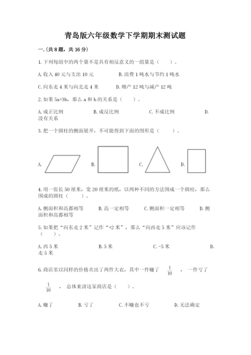 青岛版六年级数学下学期期末测试题含完整答案【名师系列】.docx