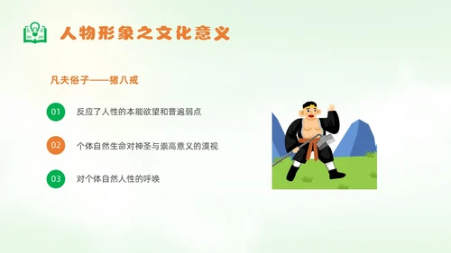 绿色卡通风西游记人物课件