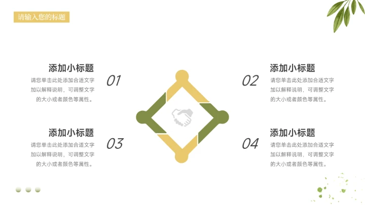 绿黄植物清新简洁教学内容课件PPT模板