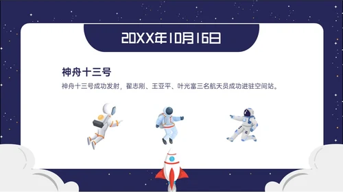 蓝色卡通风格中国航天发展史简介PPT课件