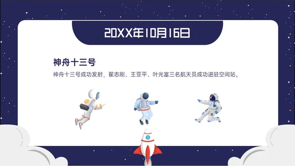 蓝色卡通风格中国航天发展史简介PPT课件