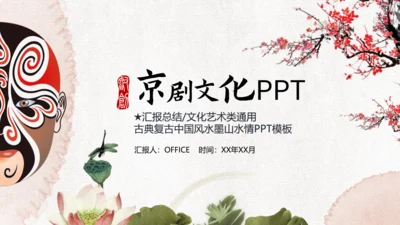 京剧文化脸谱通用PPT模板