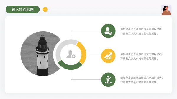 绿黄个人极简插画述职报告PPT模板