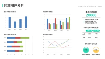 白色简约风图表网站看板用户分析PPT图文页