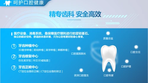 蓝色牙科口腔工作总结动态PPT模板