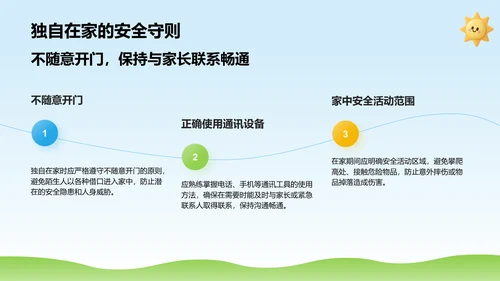 蓝色3D风暑期出行与居家安全教育PPT模板