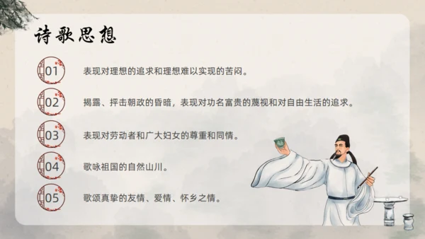 青莲居士李白诗仙李白介绍通用PPT模板