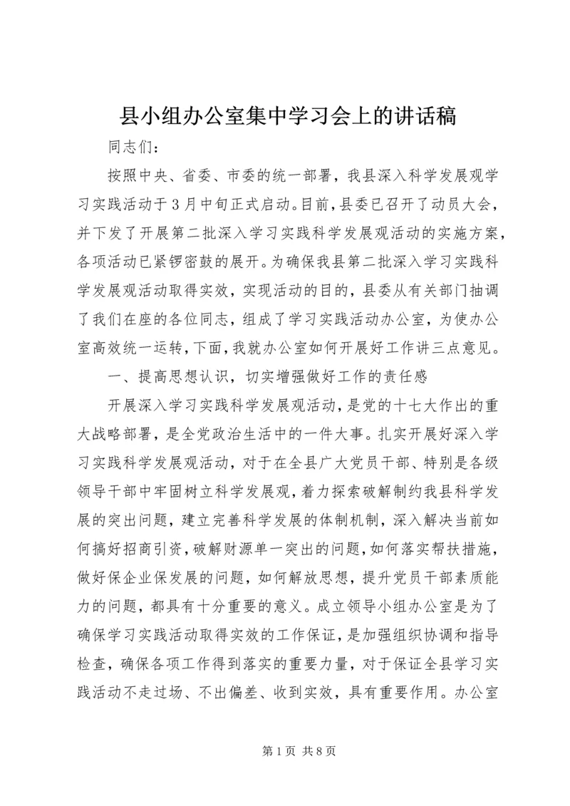 县小组办公室集中学习会上的讲话稿.docx