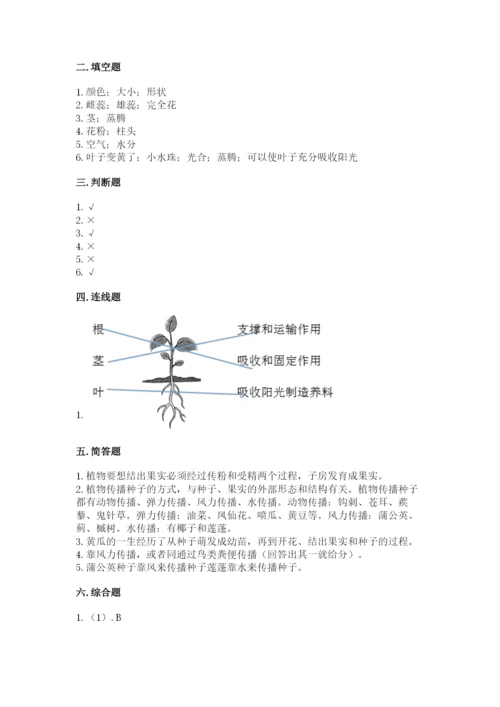 科学四年级下册第一单元《植物的生长变化》测试卷含答案【培优b卷】.docx