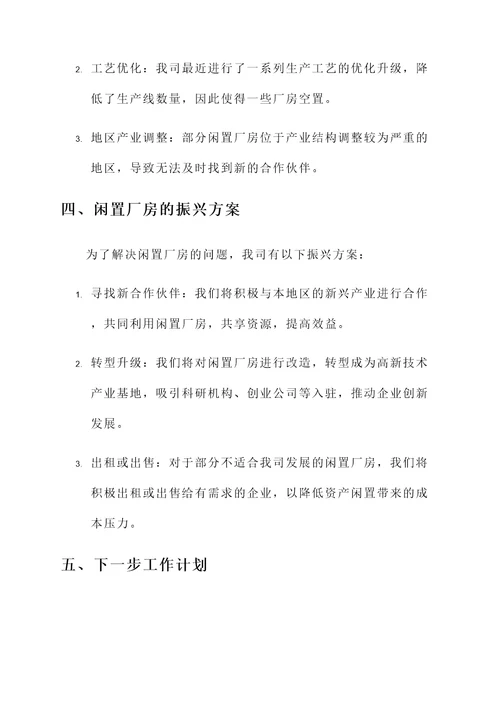 企业闲置厂房情况汇报