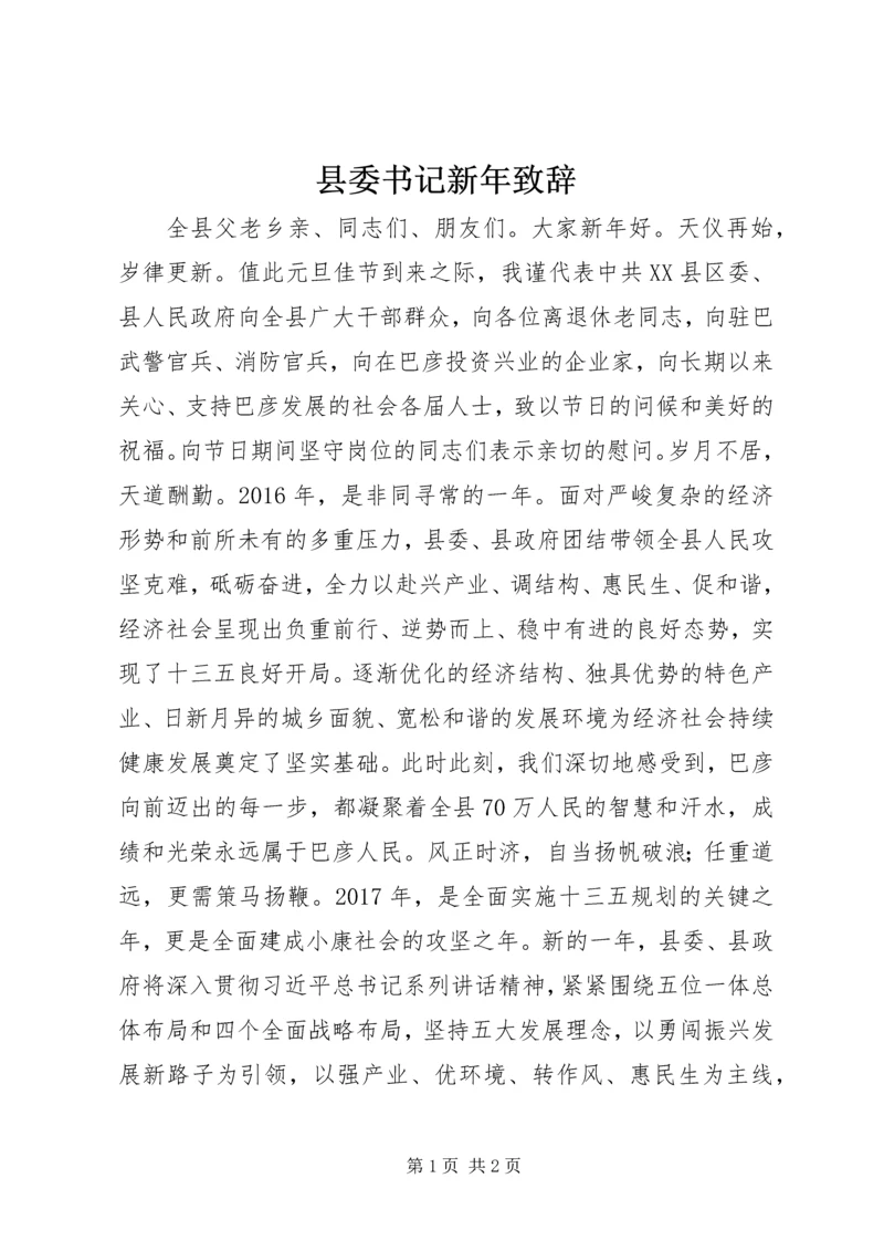 县委书记新年致辞.docx