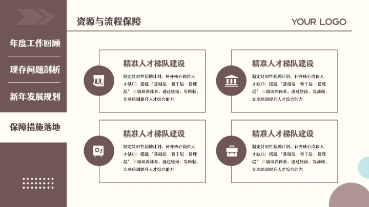 棕色扁平简约年终总结通用PPT模板