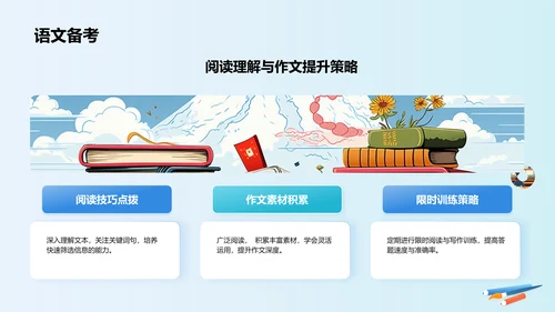 蓝色插画风高考誓师冲刺计划PPT模板