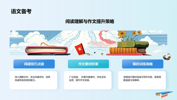 蓝色插画风高考誓师冲刺计划PPT模板