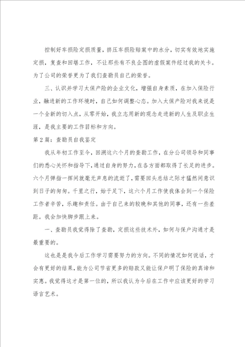 查勘员自我鉴定
