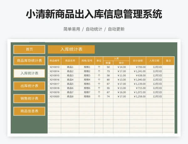 小清新商品出入库信息管理系统