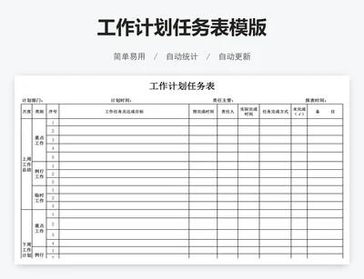 工作计划任务表模版