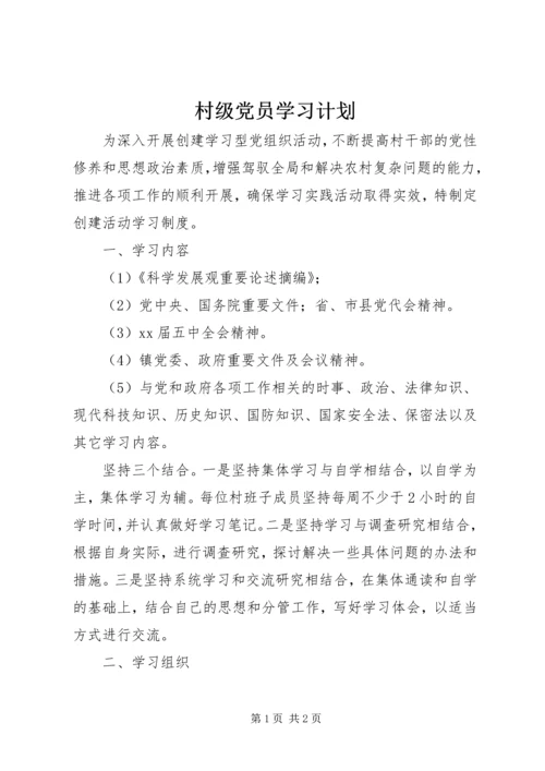 村级党员学习计划.docx