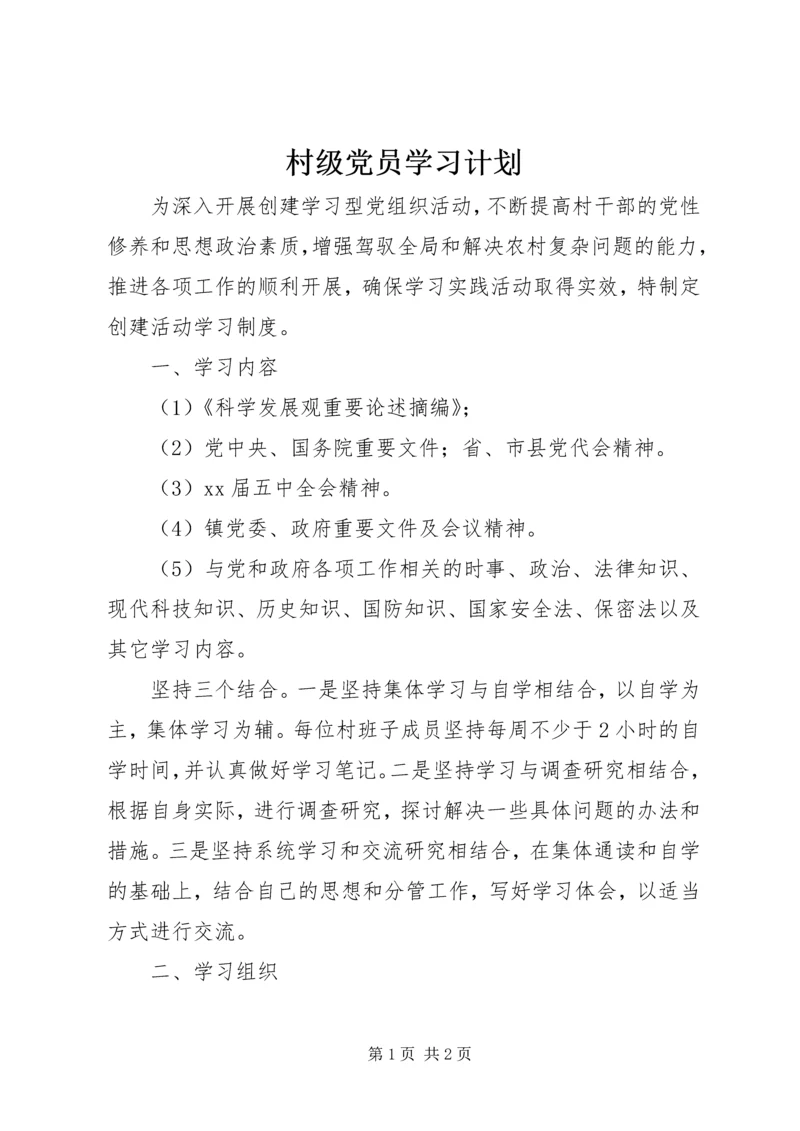 村级党员学习计划.docx