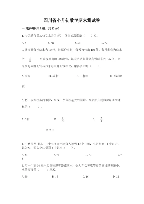 四川省小升初数学期末测试卷精选.docx