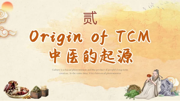 中国古风人物药材中医文化宣传演讲教学英文版PPT模板