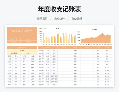 年度收支记账表