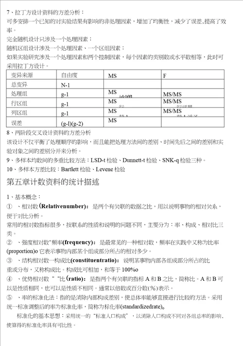 医学统计学复习要点