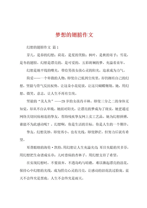 梦想的翅膀作文