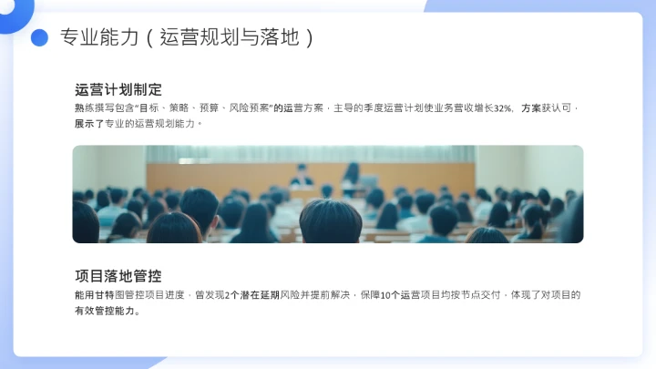 蓝色简约通用版大学生求职个人综合展示职业生涯规划（运营方向）