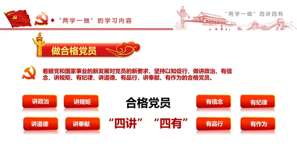 精讲解读两学一做四讲四有PPT