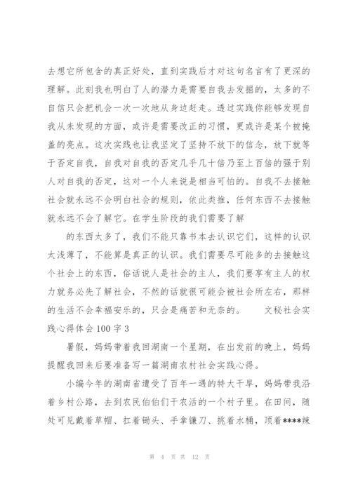 文秘社会实践工作心得体会100字5篇.docx