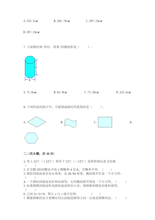 河南省平顶山市六年级下册数学期末测试卷（培优a卷）.docx