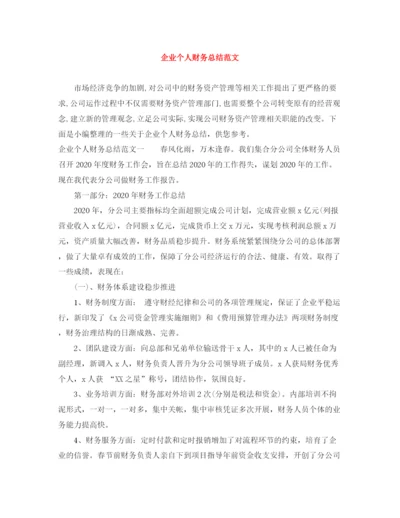 精编之企业个人财务总结范文.docx