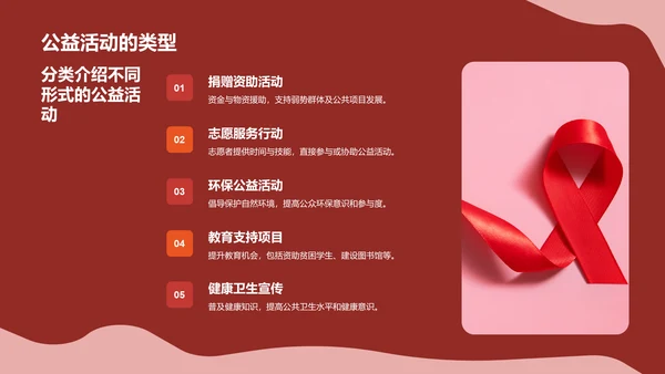 红色简约风公益活动PPT模板
