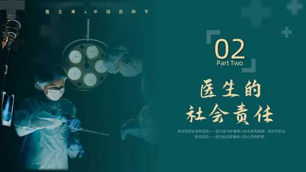 墨绿简约实拍医护医生职业道德培训动态PPT