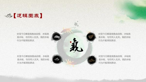 绿意水墨中国风汇报演讲通用PPT模板
