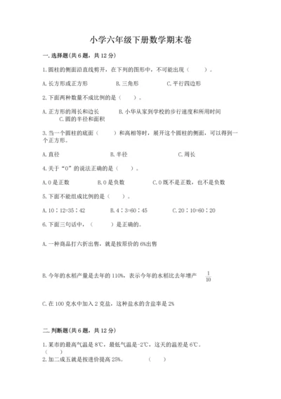 小学六年级下册数学期末卷含答案【综合题】.docx